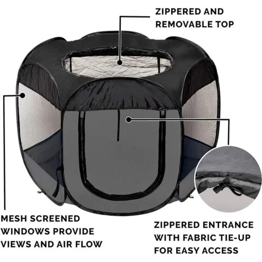 Pop Up Playpen Pet Tent Playground - Gray, Extra Large